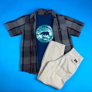 Boys size 10/12 outfit shirt button up dockers